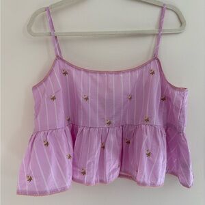 American Eagle x The Summer I Turned Pretty Peplum PJ Top – NWT XL coquette pink